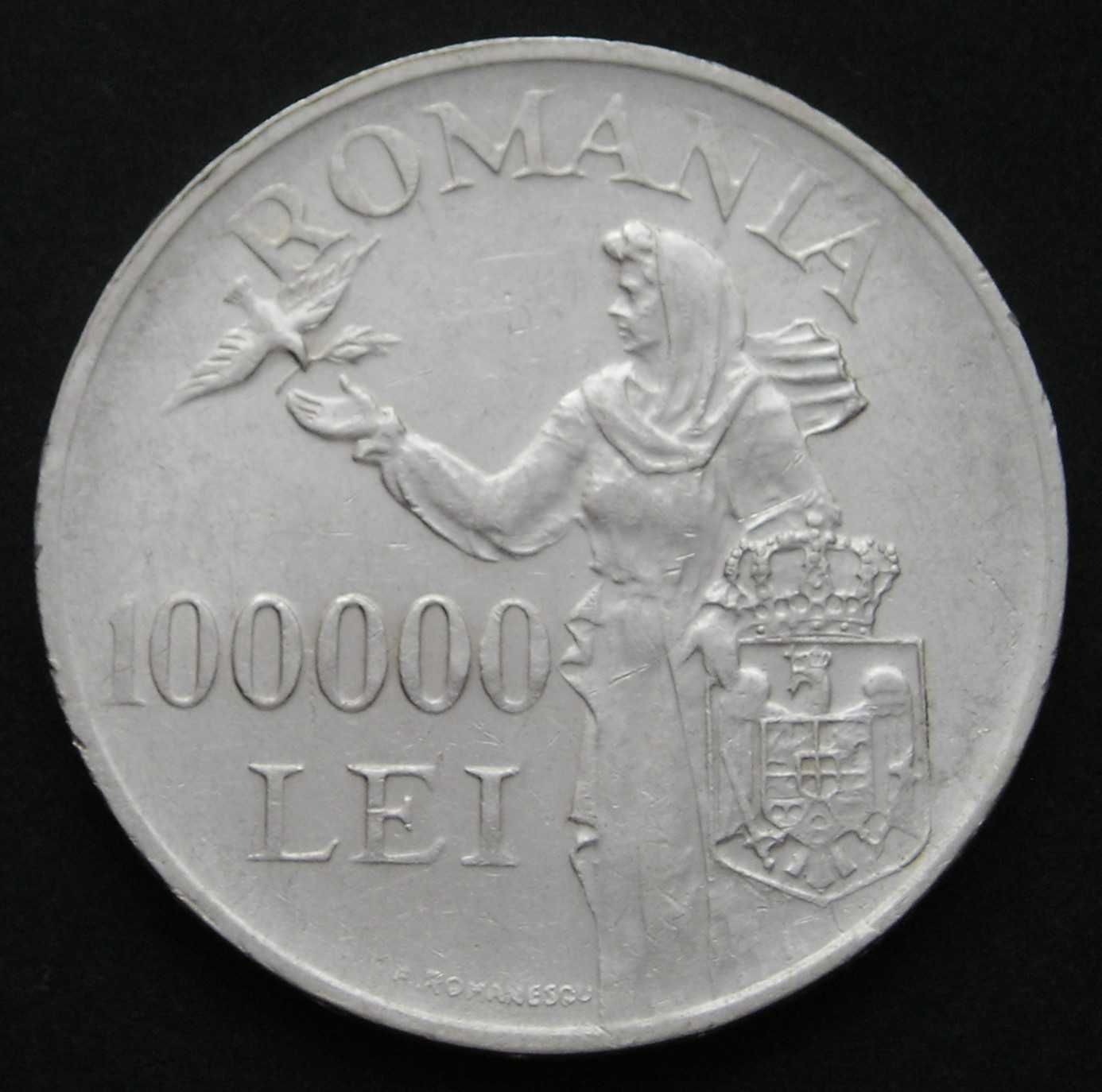 Rumunia 100000 lei 1946 - król Michał - srebro