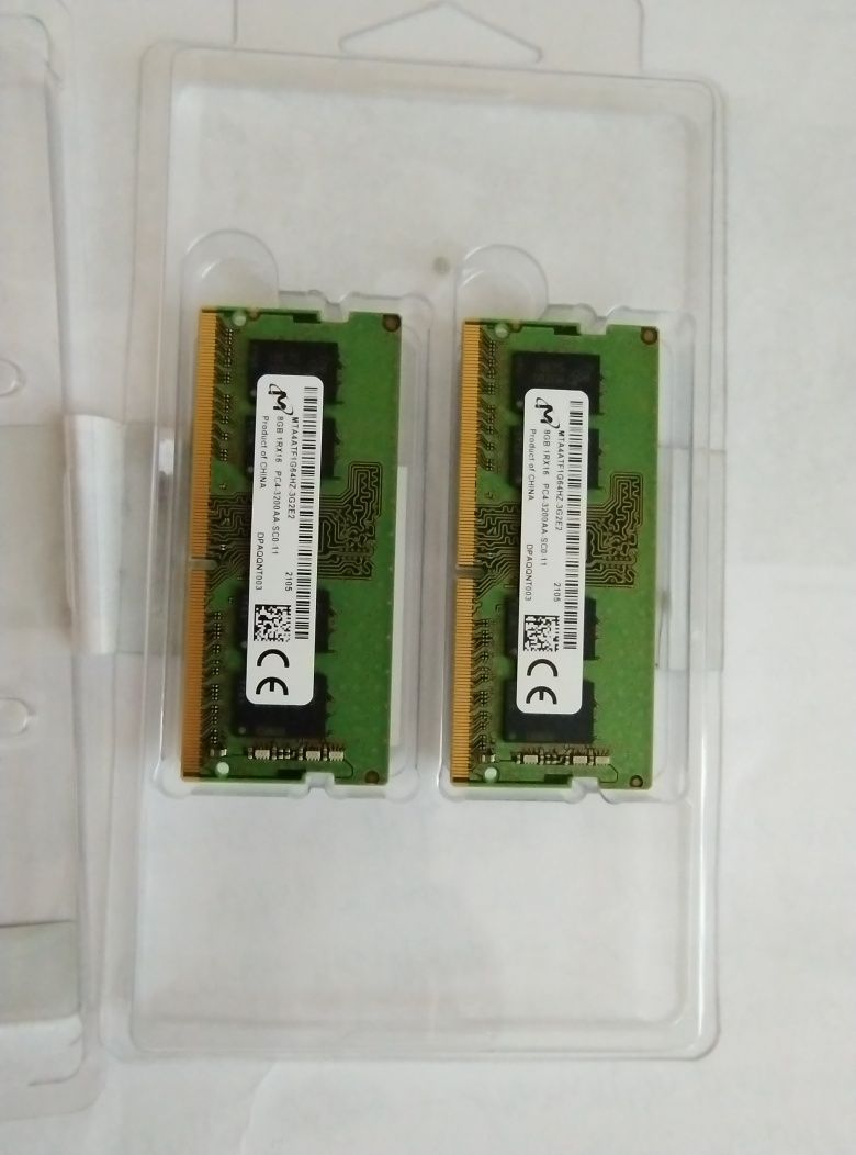 16gb (2x8gb) DDR4 Micron 3200mhz laptop+ ew dysk ssd..