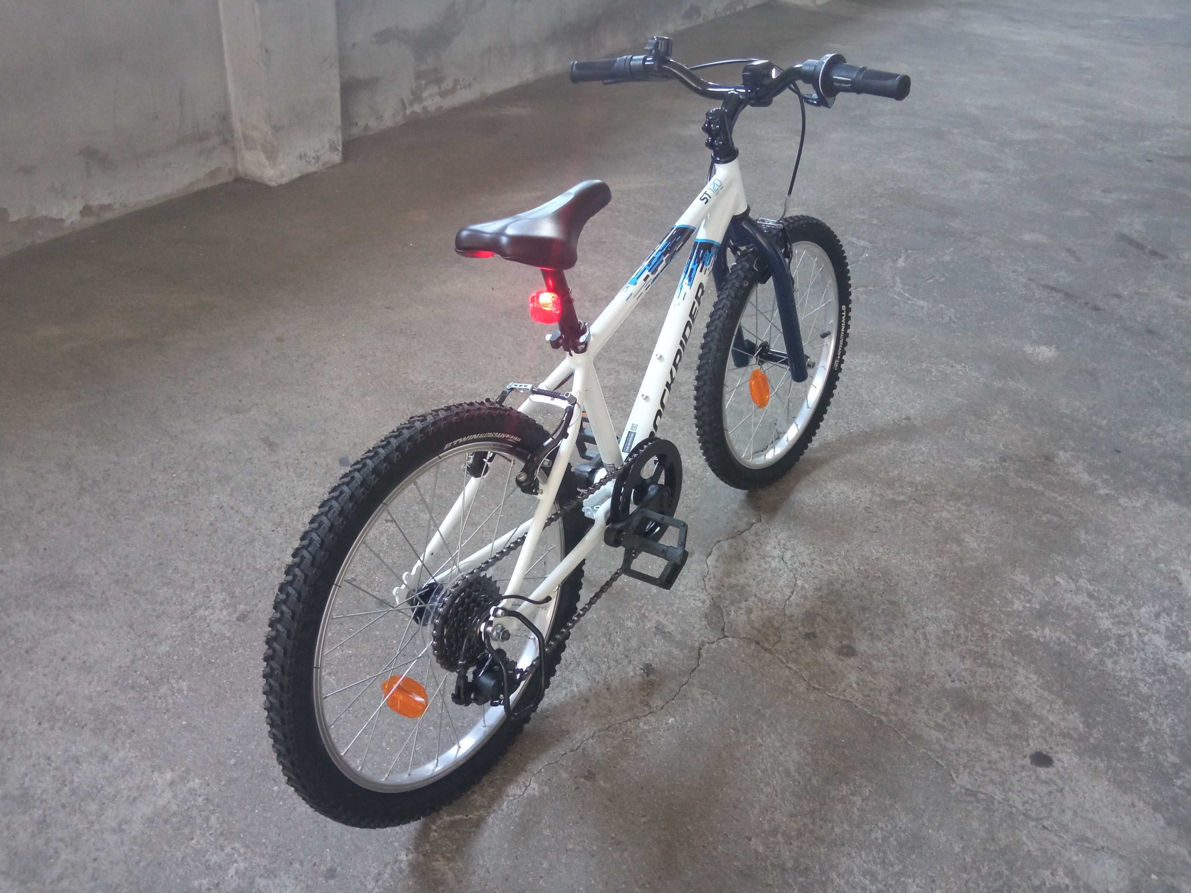 Bicicleta BTT ROCKRIDER ST 120, roda 20, criança 6-9 anos, Branco/Azul