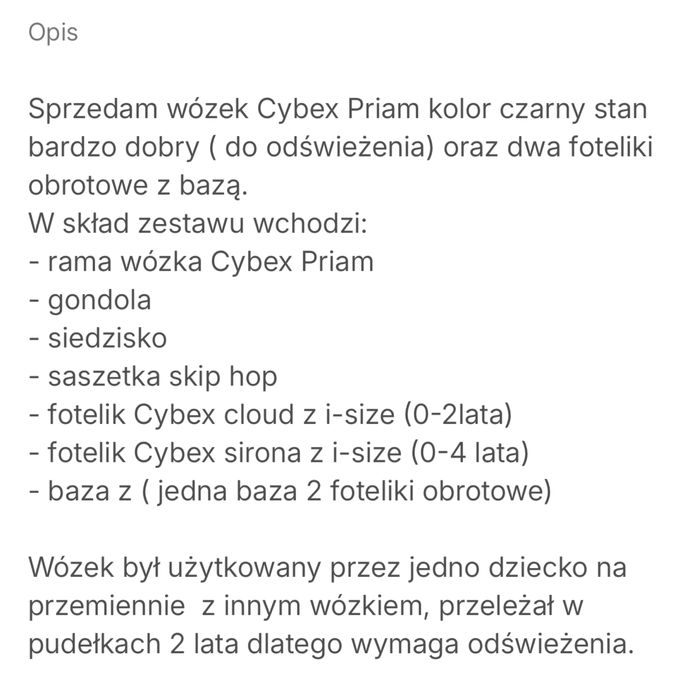 Wozek cybex priam + foteliki cybex obracane