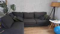 Zestaw kanap narożnik + sofa, bez funkcji spania, kolor ciemny szary