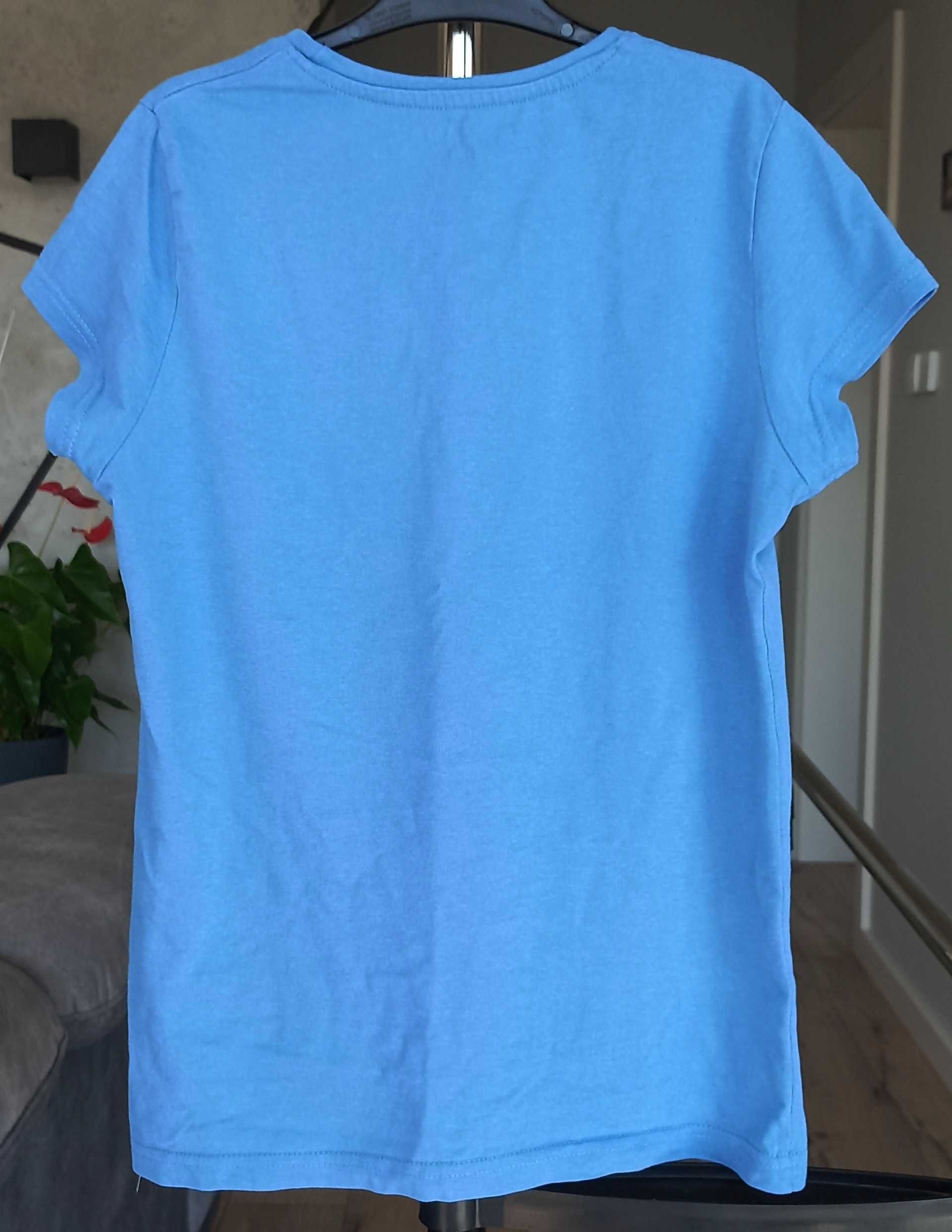 Niebieska koszulka niebieski t-shirt 146/152 z krótkim rękawem