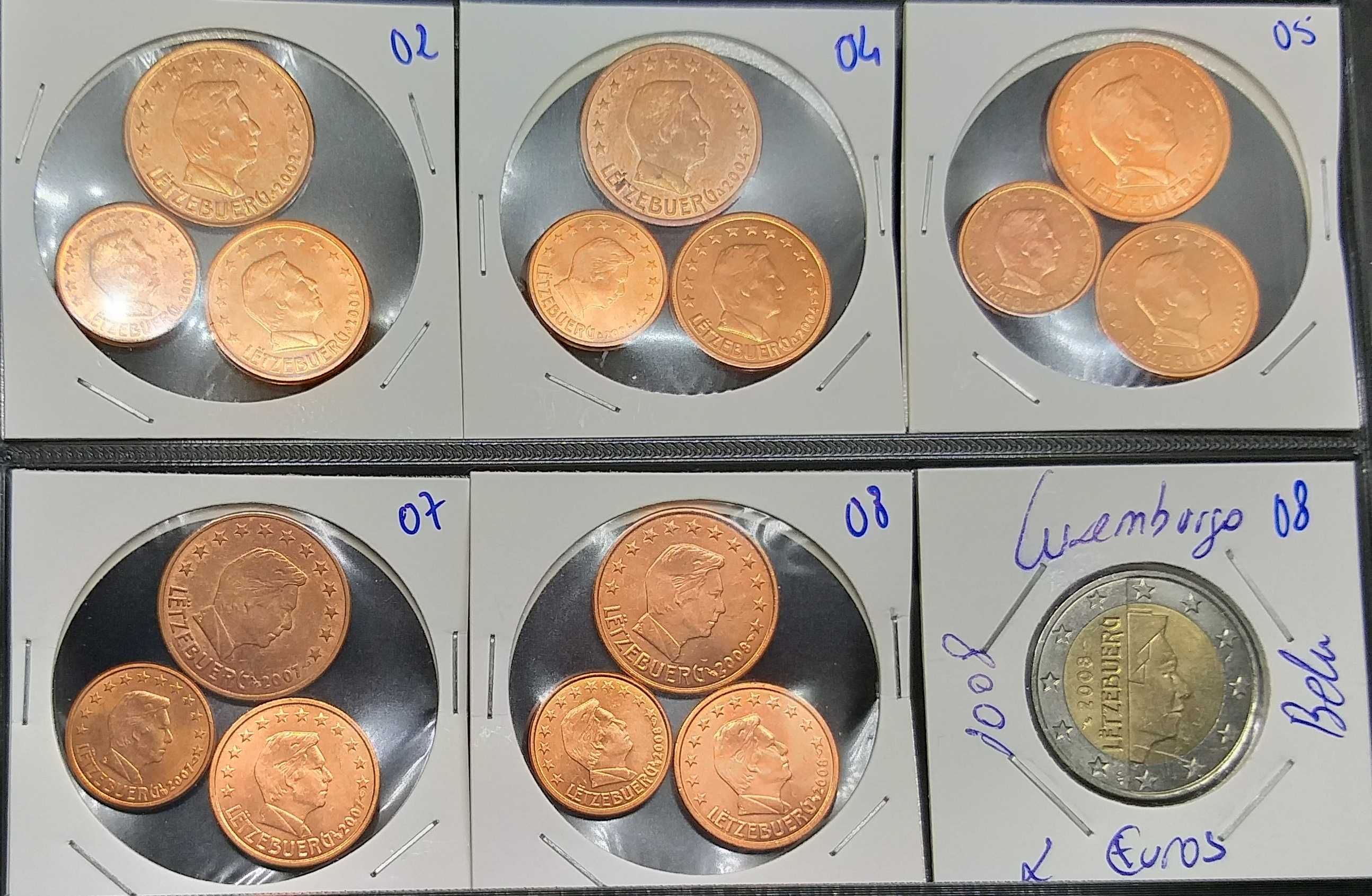 Lotes de moedas de 1,2e5 cêntimos de vários países