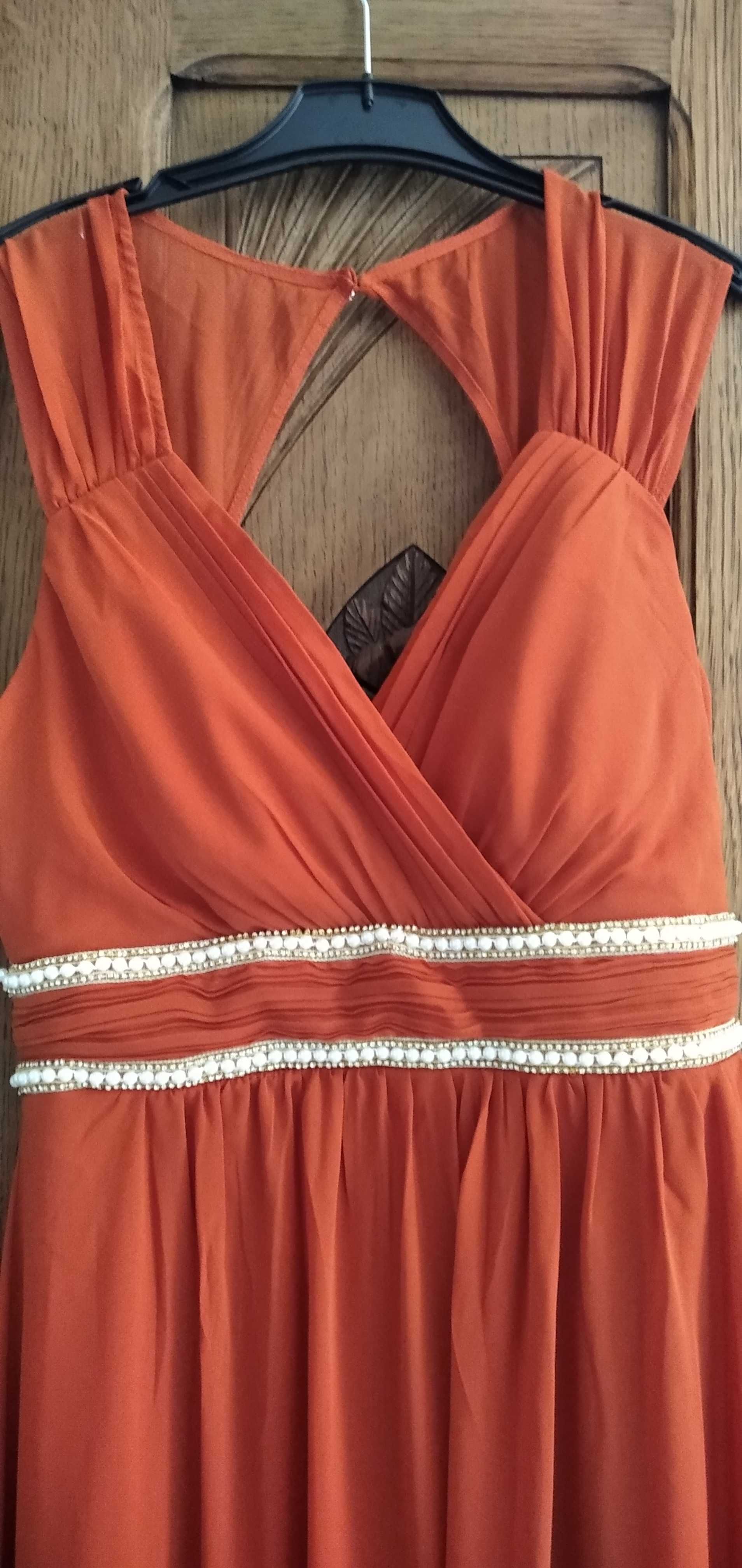 Sukienka miedziano-pomarańczowa L