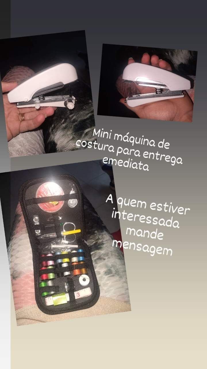 Mini máquina de costura e estojo