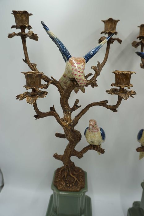 NIESAMOWITA para świeczników ptaszki porcelana brąz