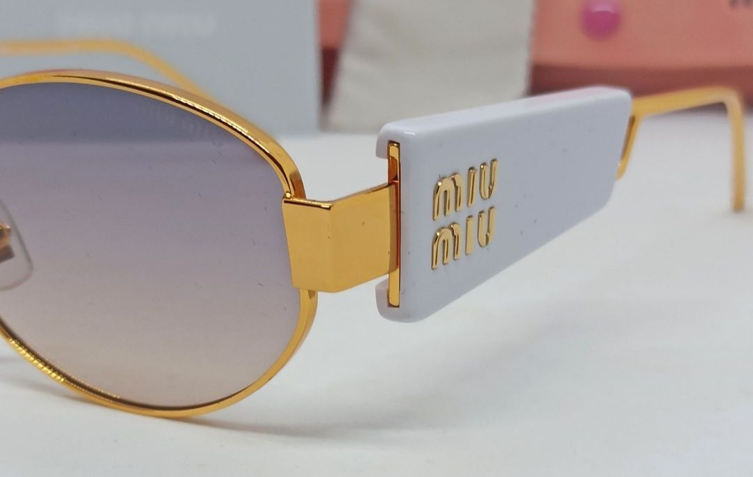Miu Miu очки женские стильные овальные фиолетово бежевый градиент