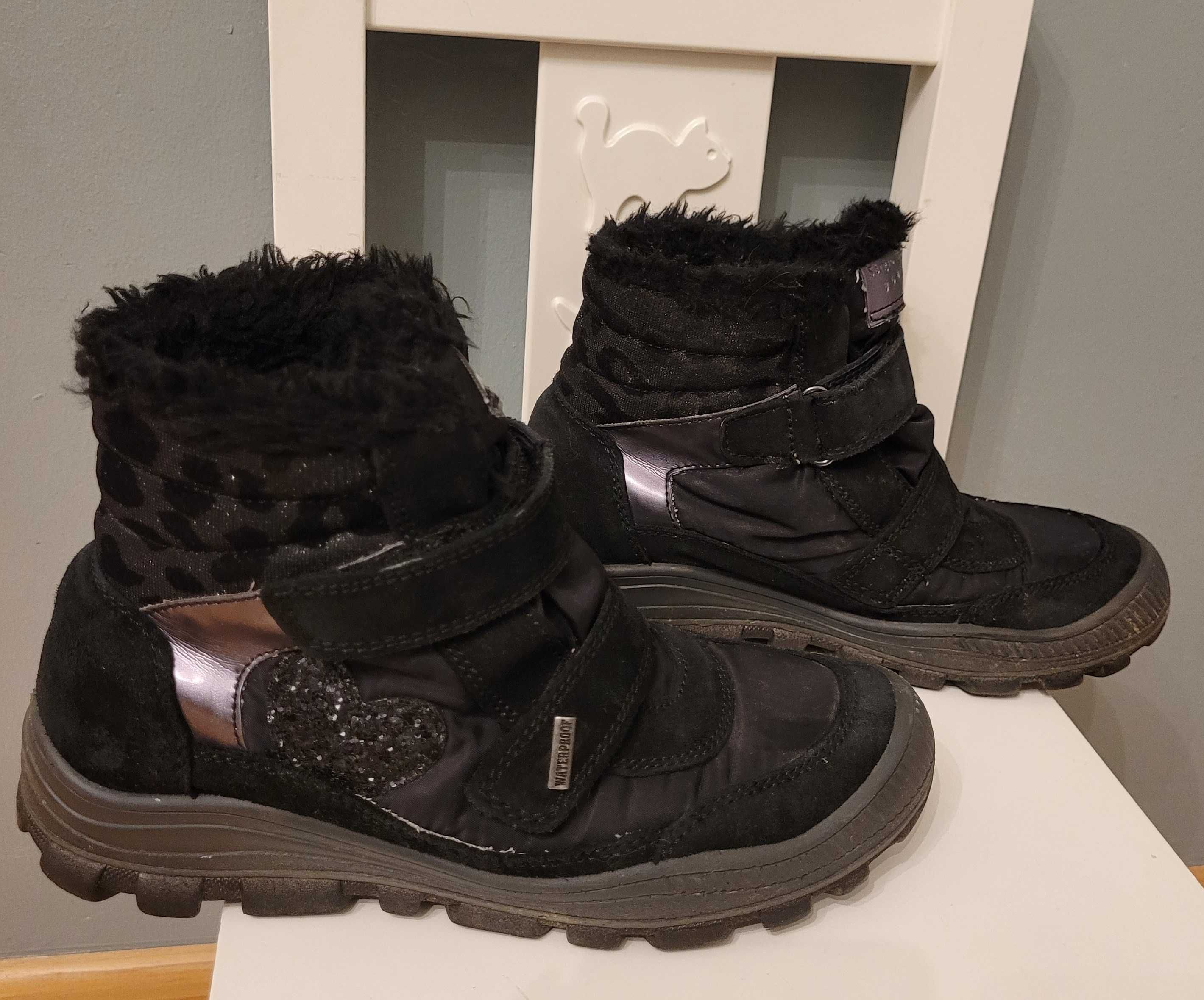 Buty śniegowce Sergio Bardi Young 35 rzep czarne Skóra Wodoodporne