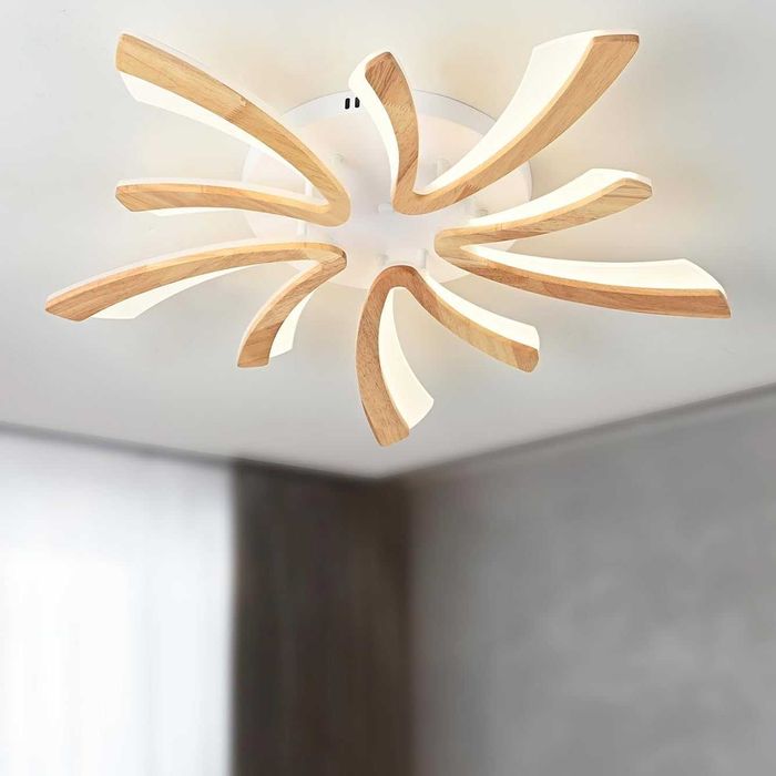 Naoeoon Nowoczesna lampa sufitowa LED, drewno, 4000 K