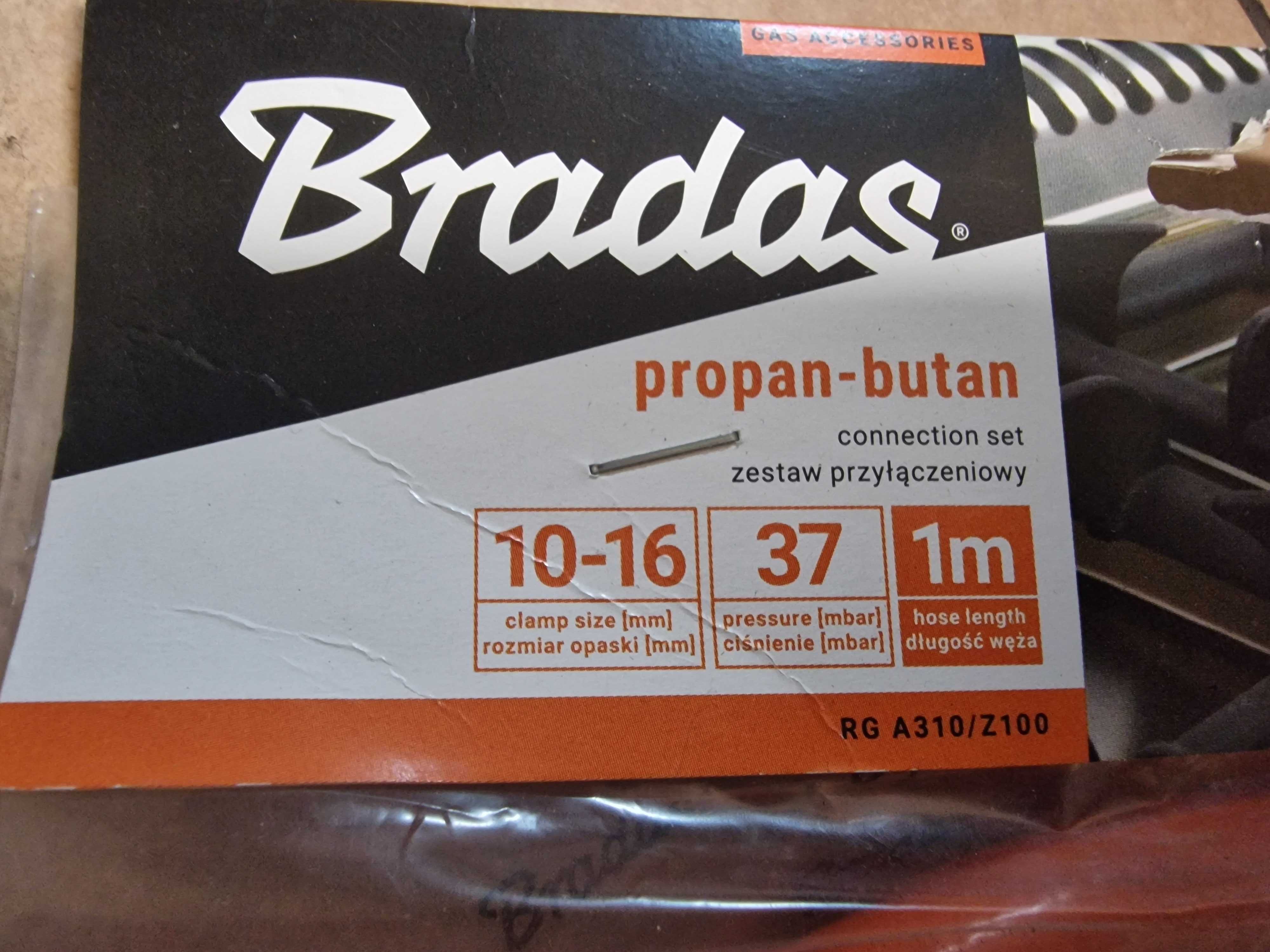 NOWY reduktor gazowy do butli 11kg Bradas opaski wąż do gazu 1 m