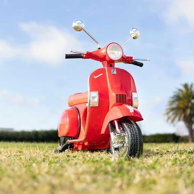 Elektryczny skuter dla dzieci Vespa czerwony akumulatorowy Playkin