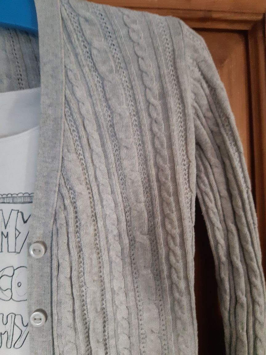 H & M Logg sweterek cotton popiel, klasyk elegancja i styl r 134-140