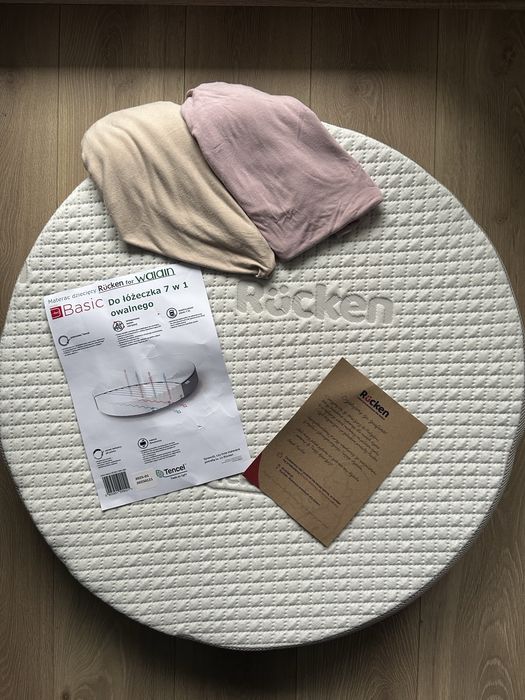 Materac Rucken owal Waldin 7w1 73x73 zestaw prześcieradło bambusowe