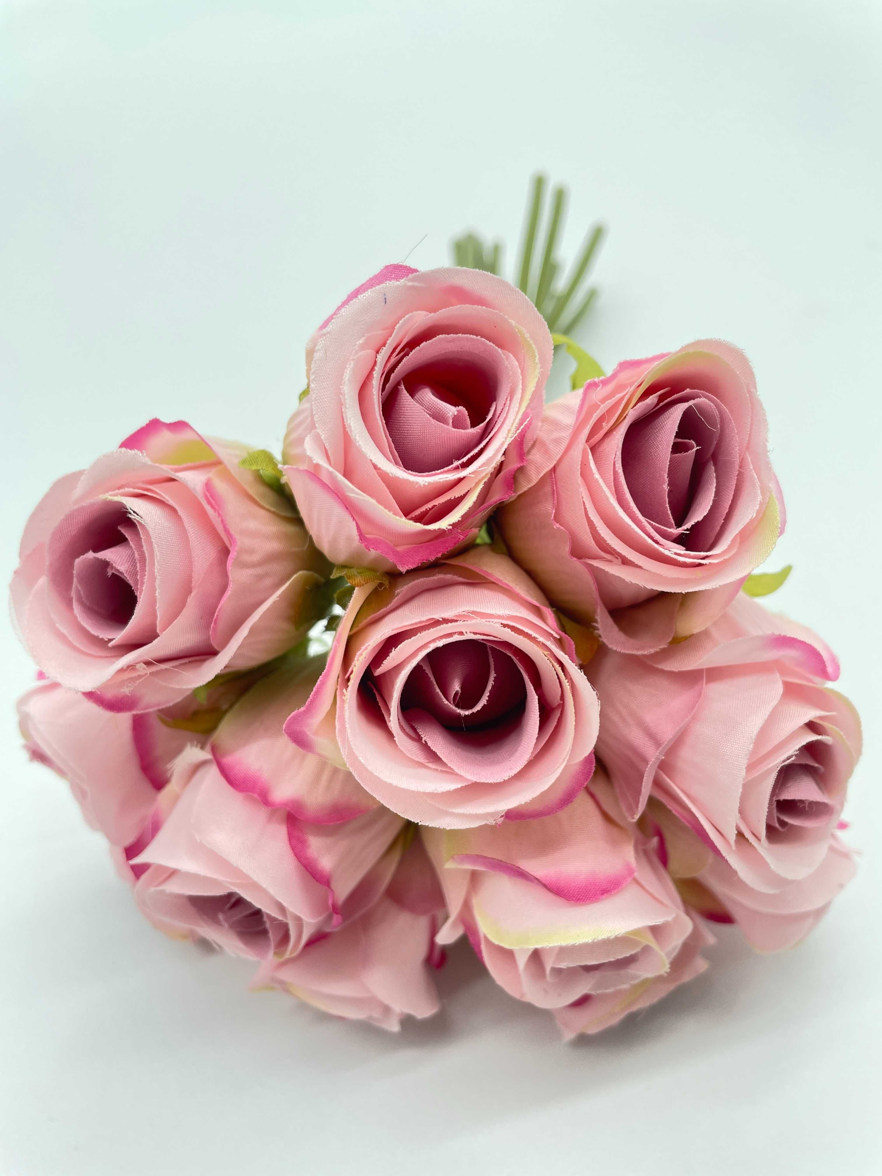 Sztuczny Bukiet Róż 24cm Do Wazonu Główki Kwiatowe Jasny Róż
