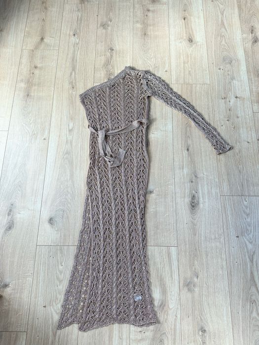 sukienka plazowa zlota rozowe zloto azurowa asymetryczna