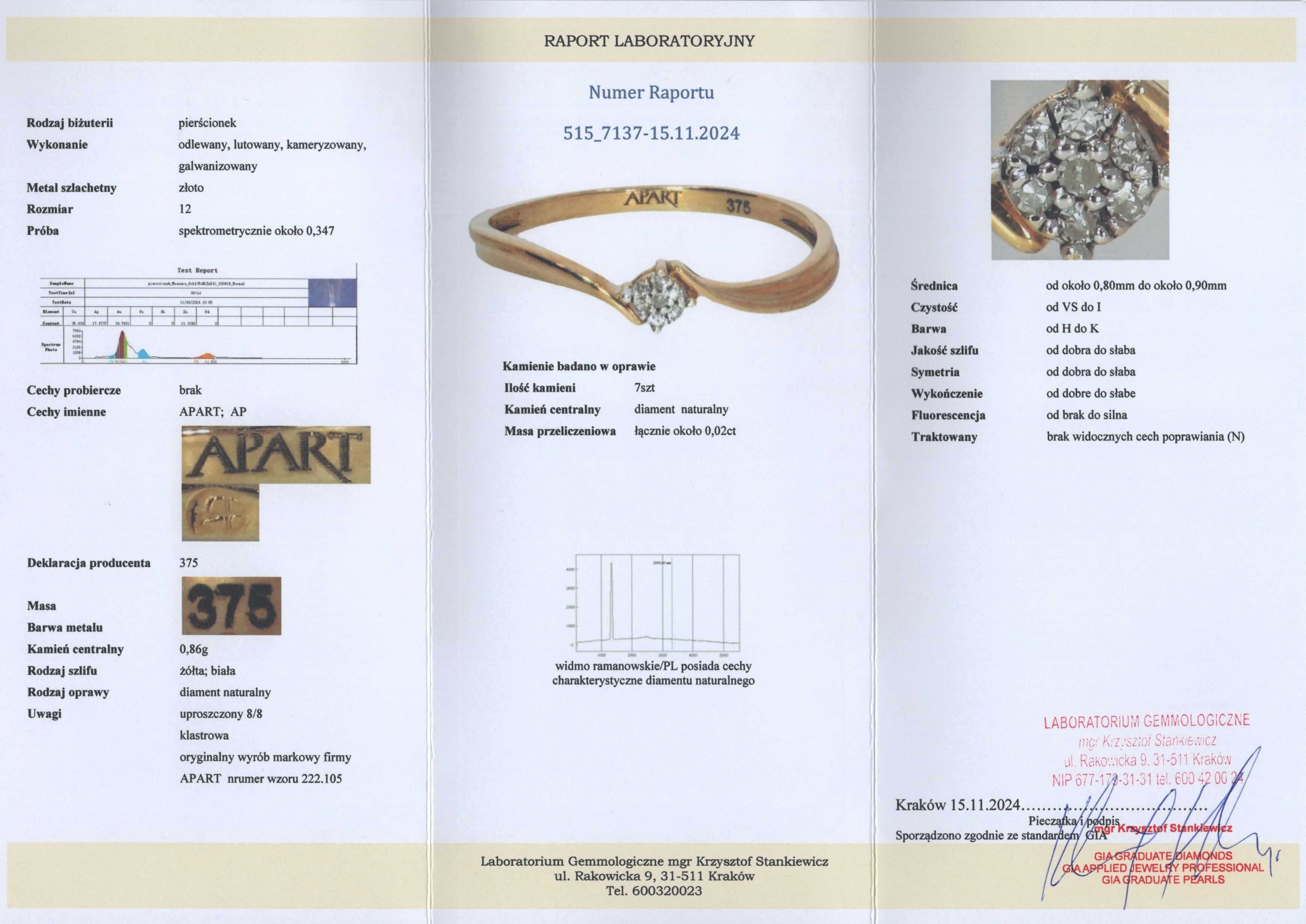 Złoty Pierścionek - Dwa Kolory Złota 0,86g - DIAMENTY - APART 222.105