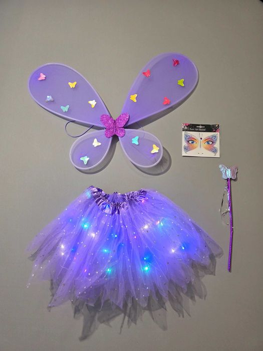 Strój wróżka, motyl kostium bal - GRATIS naklejki na twarz,  WADA