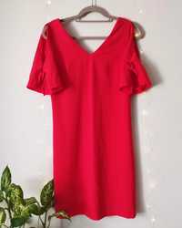 Sukienka czerwona malinowa Promod S 36 mini