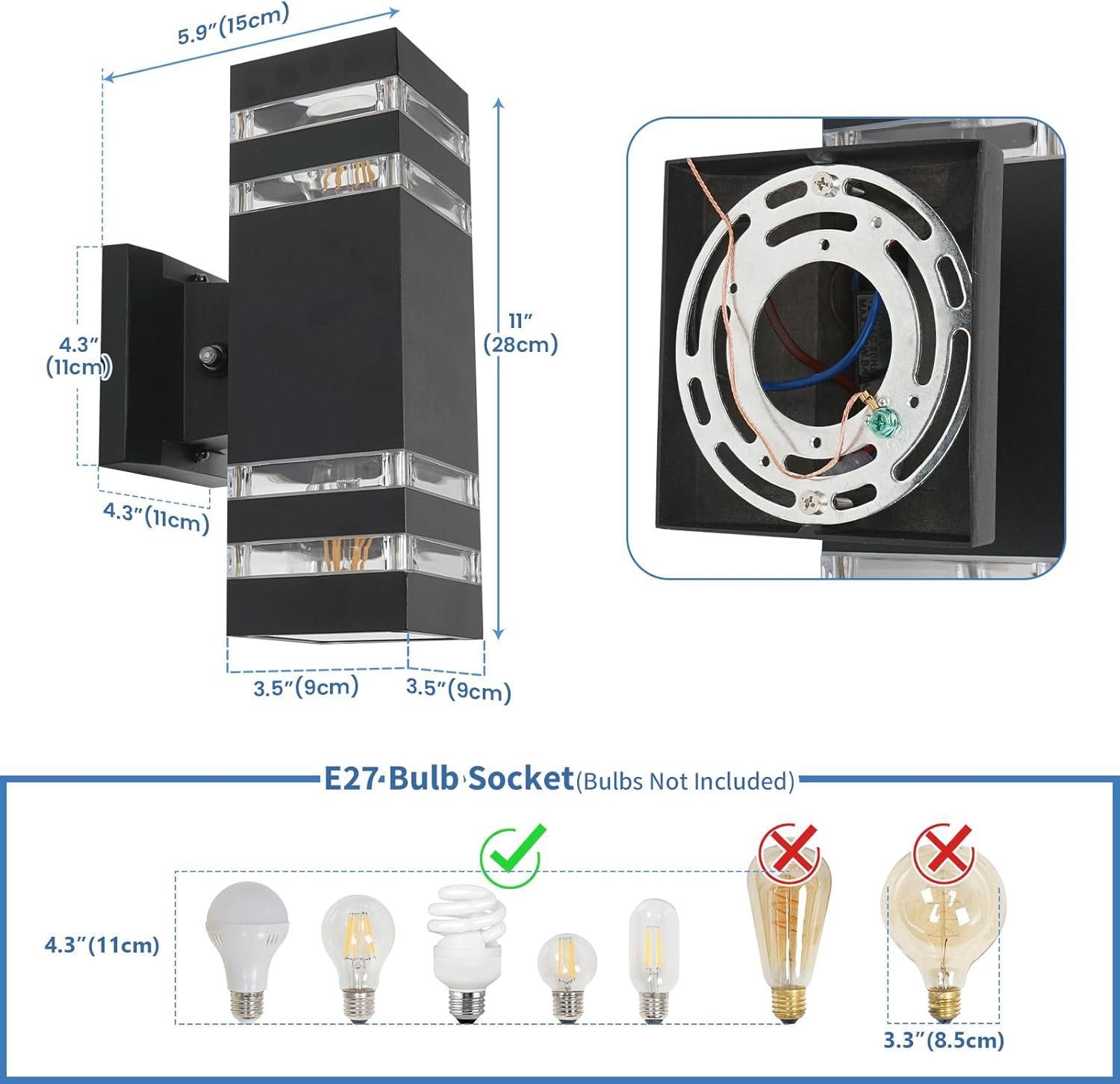 Zewnętrzna lampa  kinkiet ścienna VONCI UP&DOWN E27 2szt