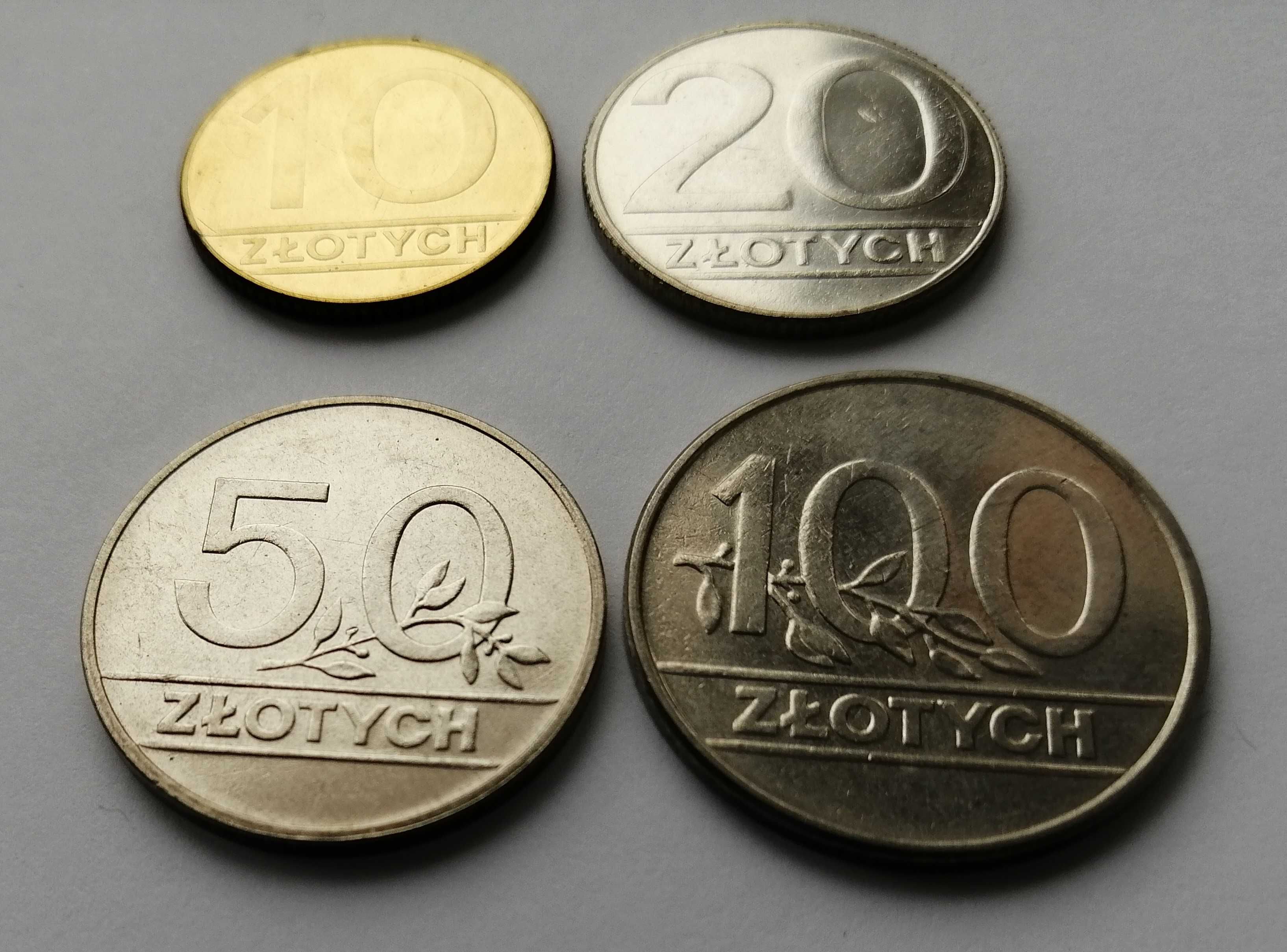 Monety  10 zł, 20 zł, 50 zł, 100 zł 1990 rok