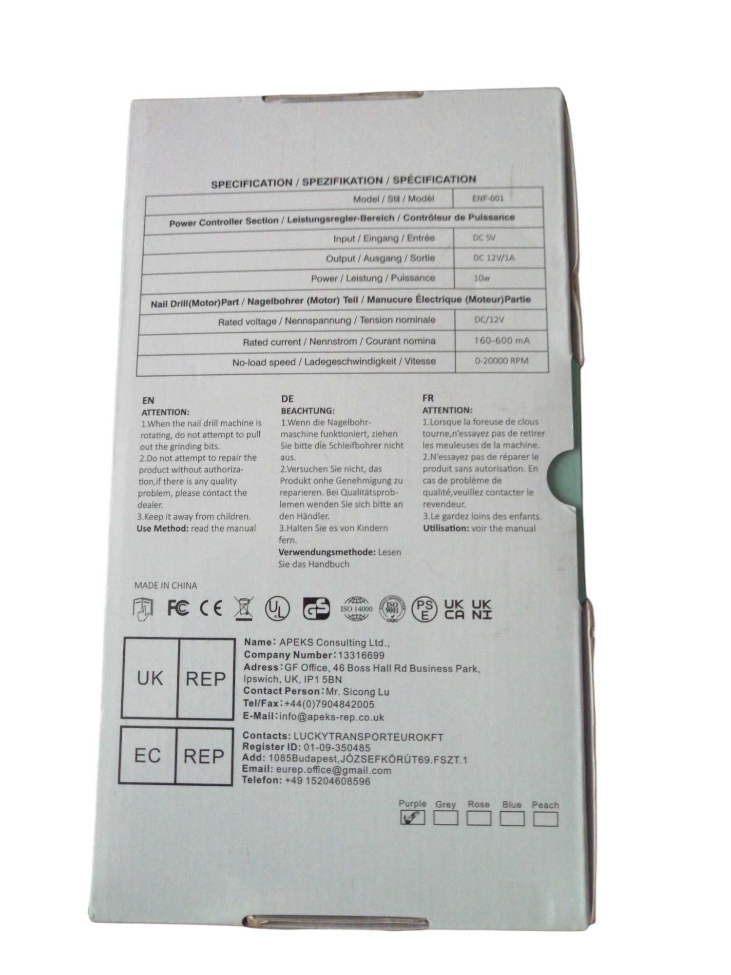 Frezarka do paznokci ENF ENF-001 10 W