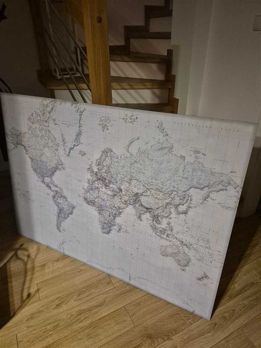 Obraz - Mapa świata na ścianę, solidna, drewniana - 100x140 cm