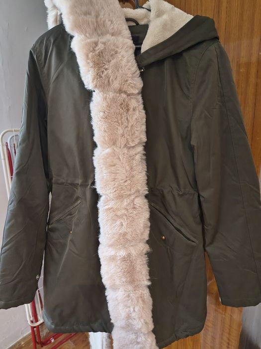 Kurtka zimowa parka ocieplana z kapturem xl/44