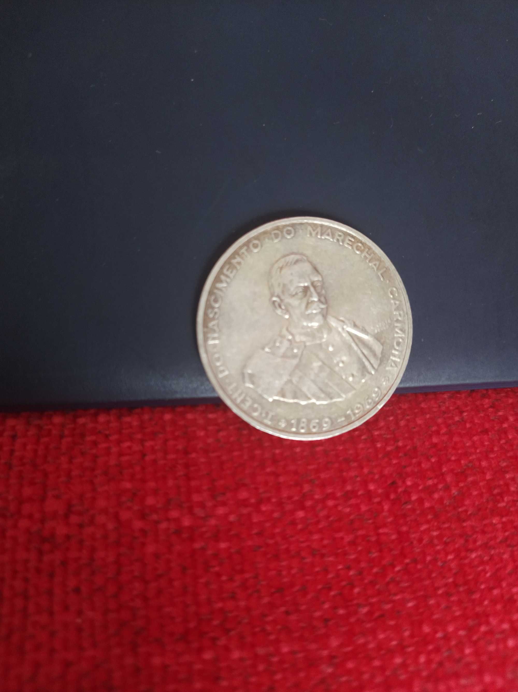 Moeda antiga em prata Portugal 50$00 - 1969 Marechal Carmona