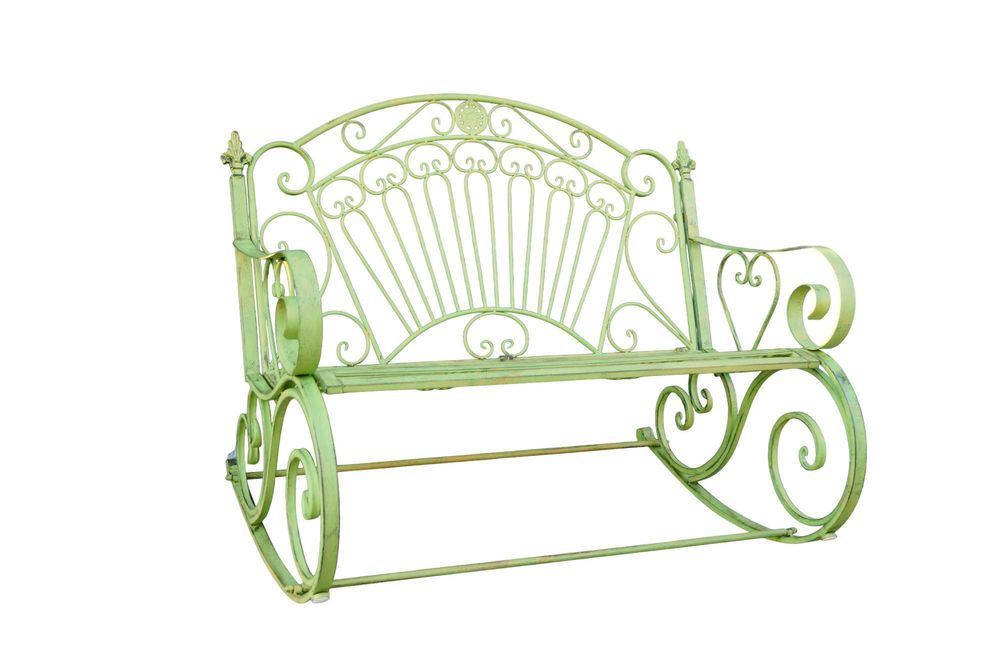Metalowa ławka ogrodowa  patynowana retro bujana