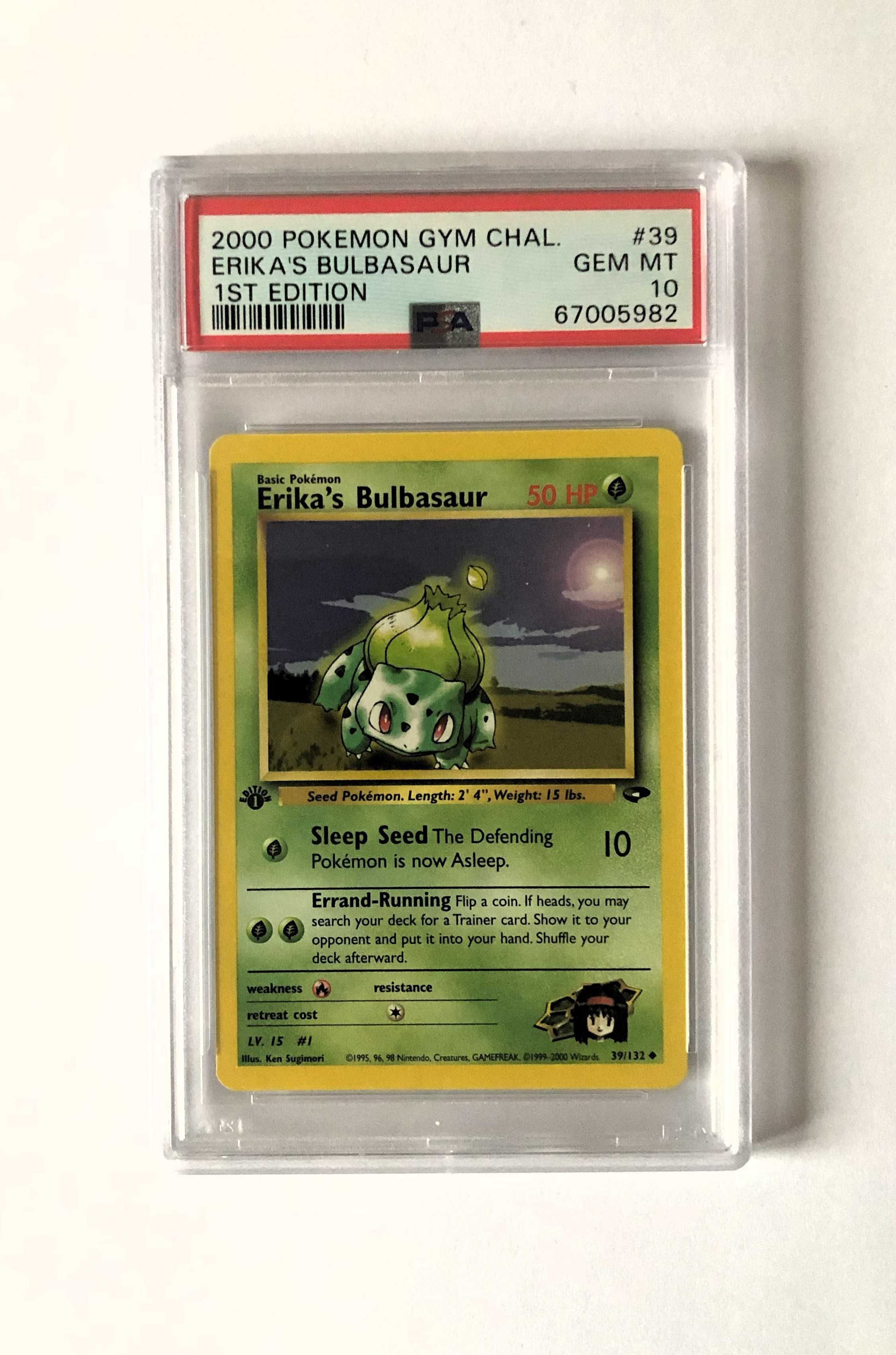 PSA 10 Pokemon Erika’s Bulbasaur 2000 Gym Challenge 39/132 1st Edition