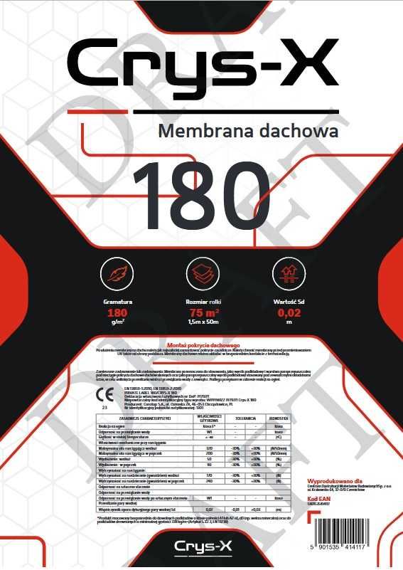 Membrana dachowa Crys-X 180 czerwona mocna | red strong roof membrane
