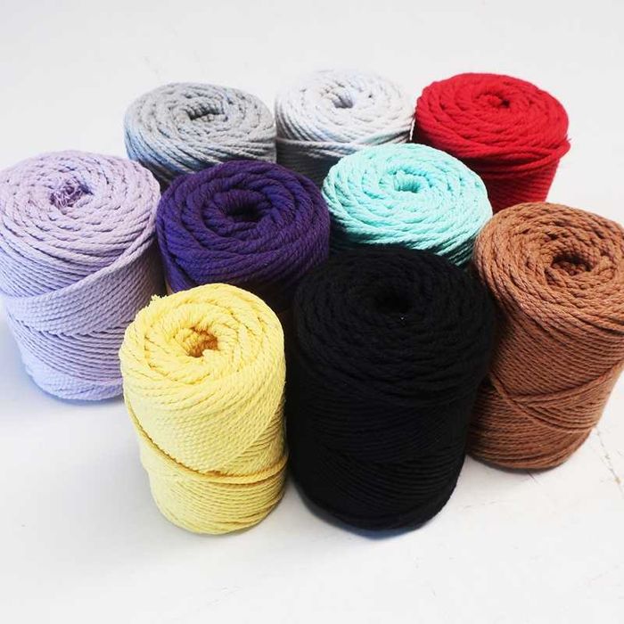 Fio de Algodão Torcido 3 Cabos 3PLY – Ideal para Macramé, Várias Cores