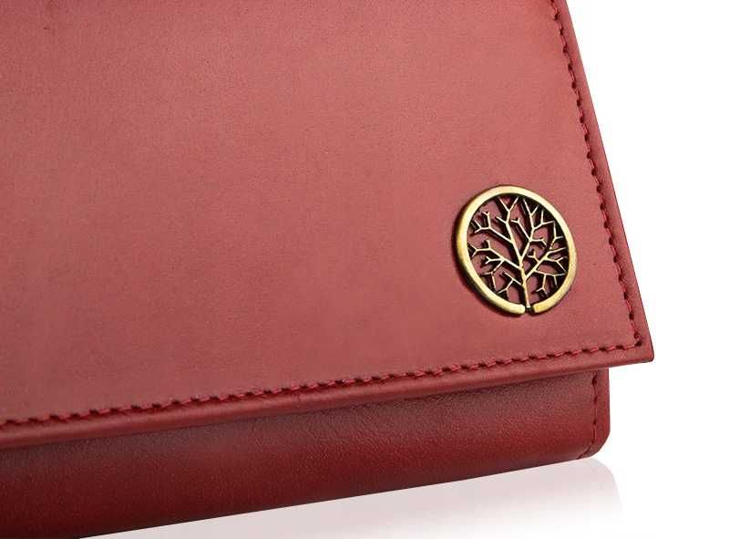 Portfel Damski Skórzany BETLEWSKI Skóra Naturalna Czerwony Na Prezent