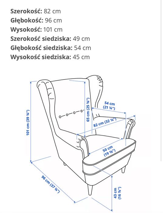 Ciemnozielony fotel uszak Ikea STRANDMON