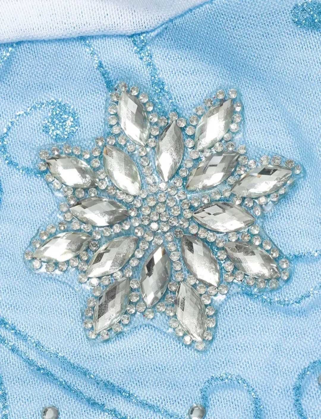 Nowy zestaw XXL strój Elsa Elza + akcesoria, r. 116/122 przebranie