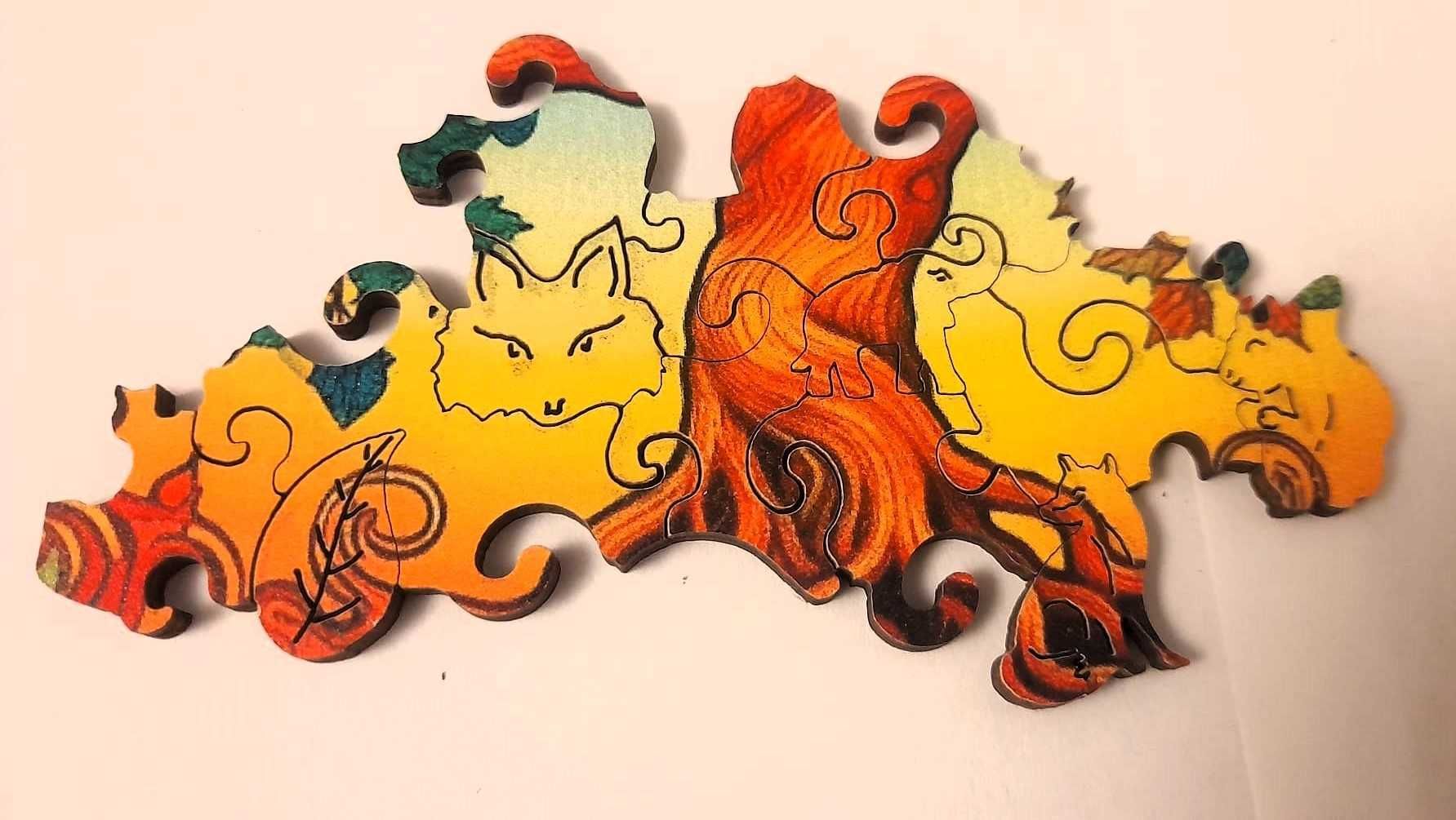 Drewniane puzzle wycinane kształty zwierząt  drzewo życia prezent