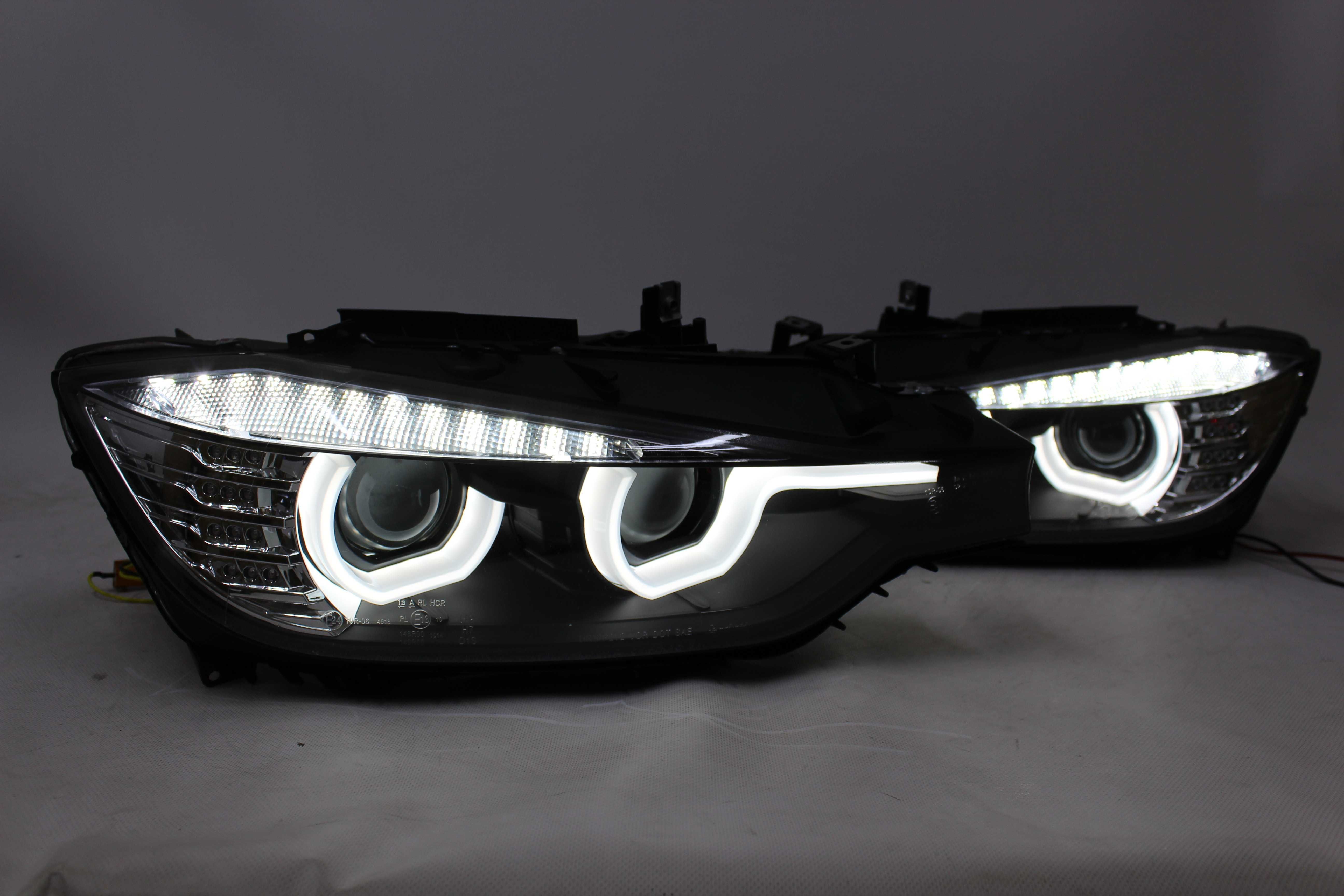 Lampy przednie przód BMW F30 11-15 LED U-BAR NEON Xenon D1S RINGI IGŁA