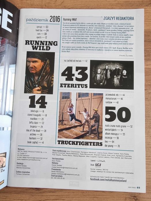 Metal Hammer 10/2016 - Ceti, Plakaty: Amon Amarth, Kansas