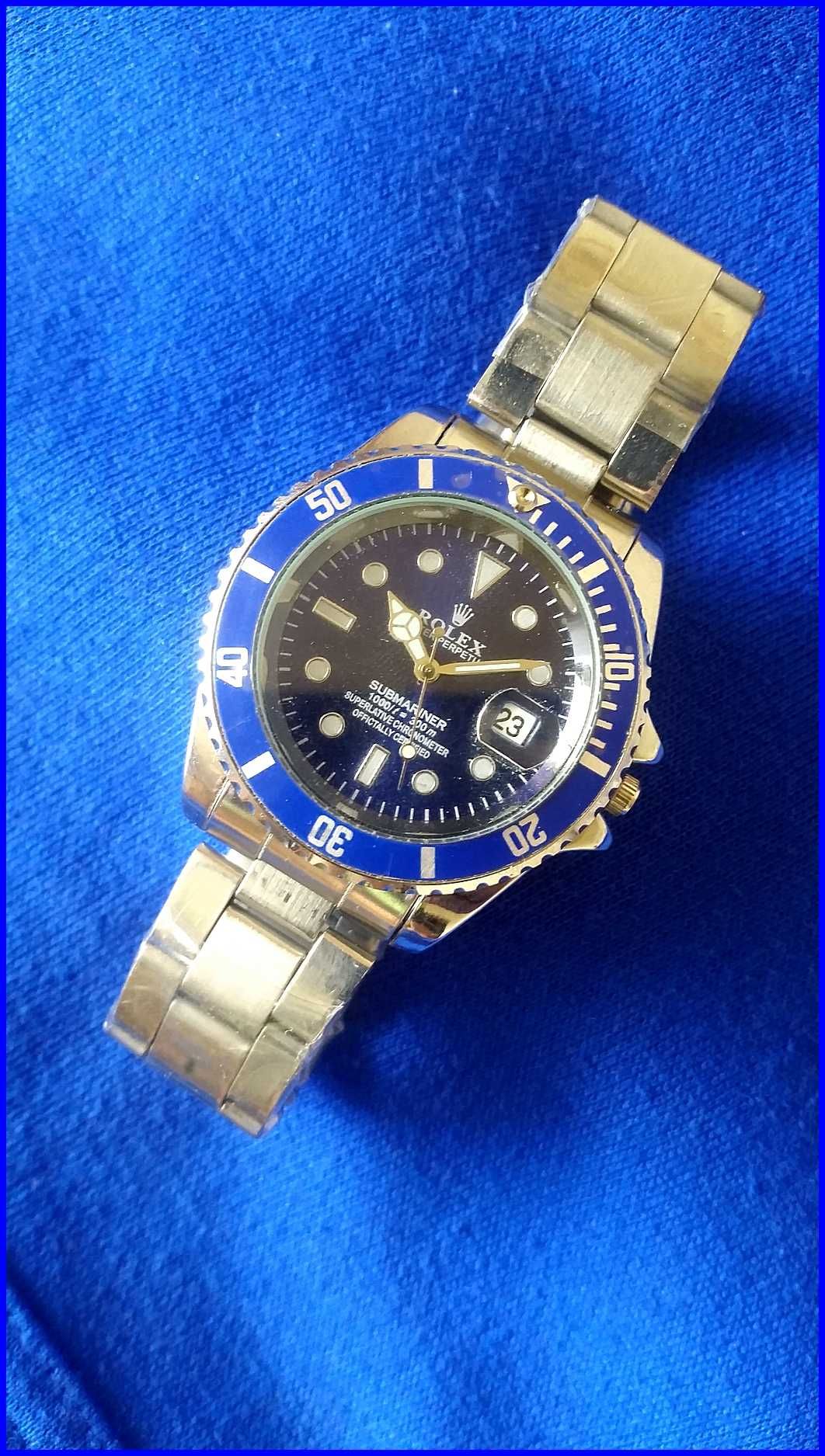 NOWY Zegarek Męski Rolex Submariner Date Blue Dial Obrotowy Bezel 180°