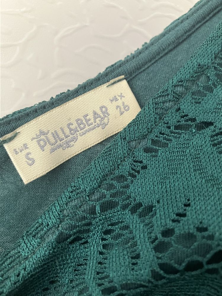 Pull & Bear sukienka damska zielona koronka roz.S