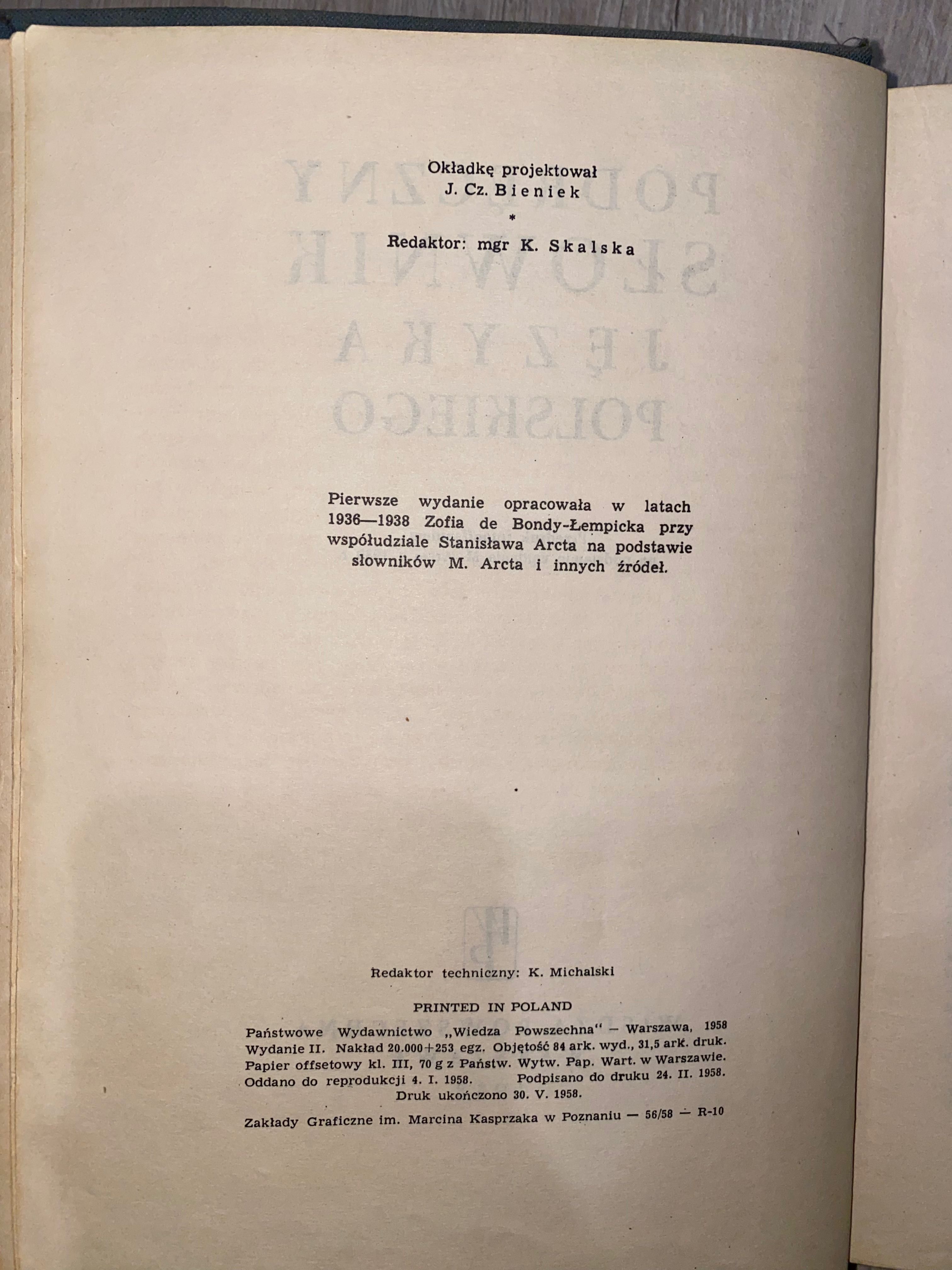 Podręczny słownik Języka Polskiego 1958r