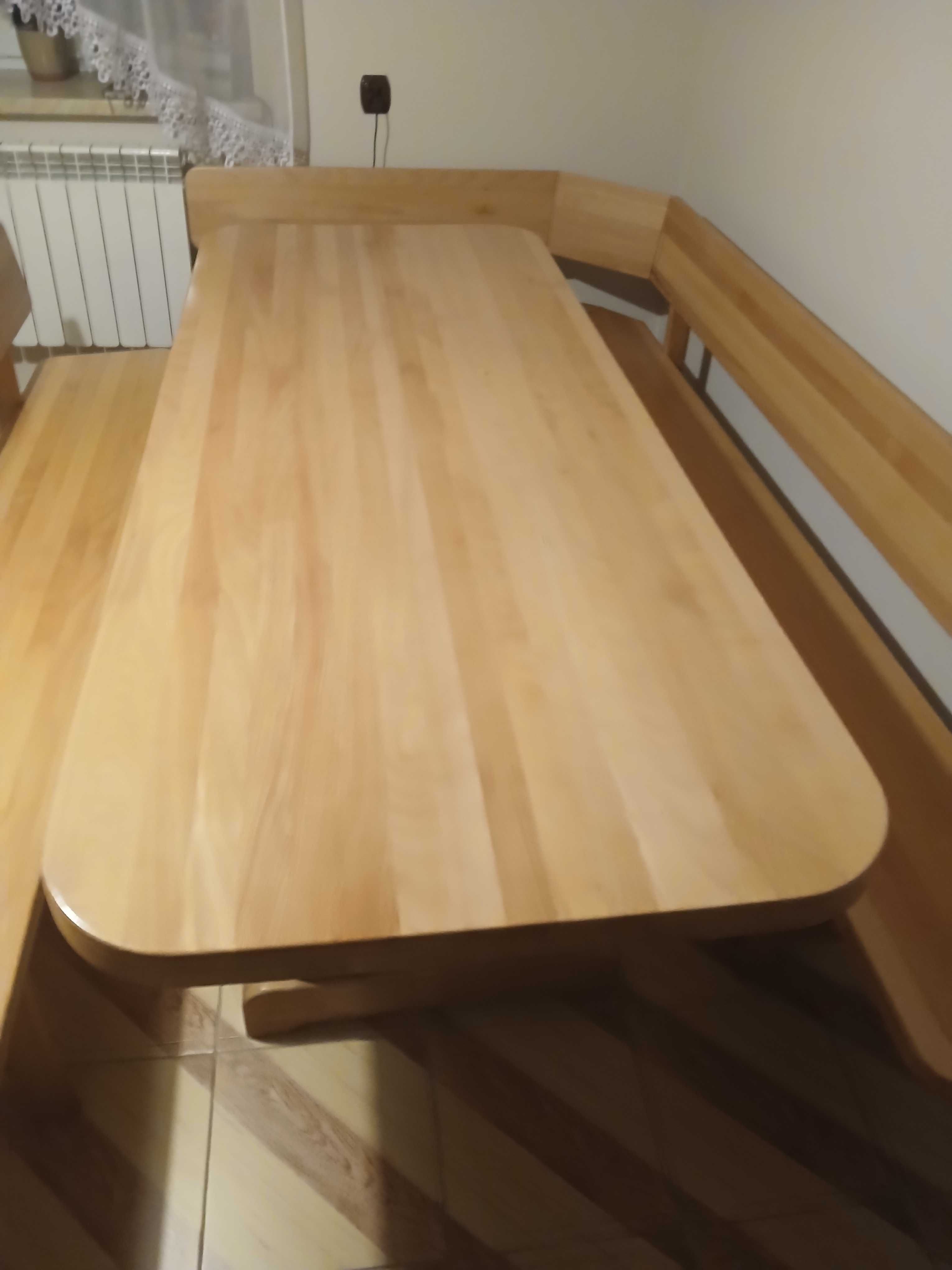 stół salonowy z ławkami duży drewniany komplet bukowy