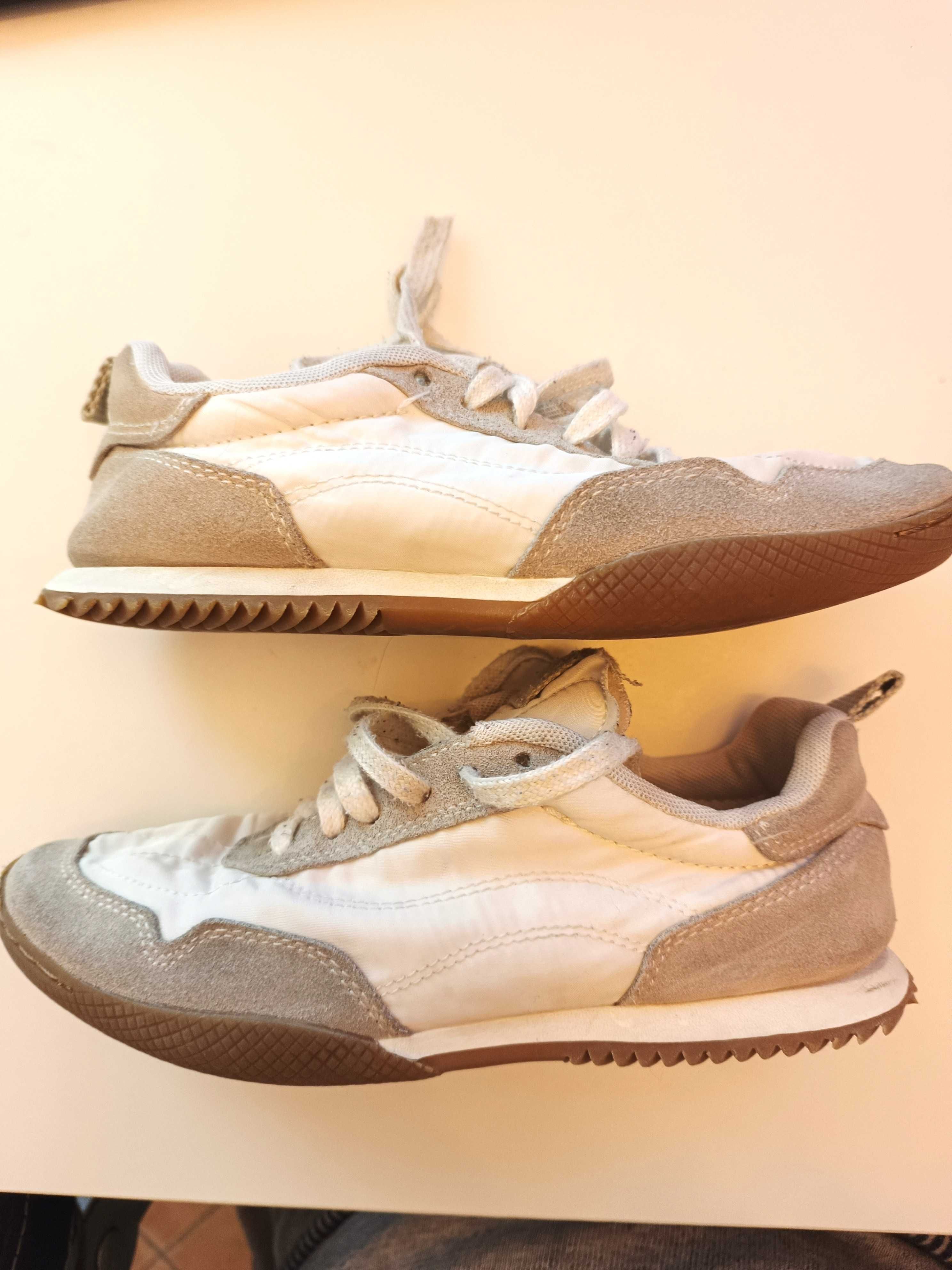 Skórzane buty buciki kapcie szkolne Zara, rozm. 35, wkładka 23 cm