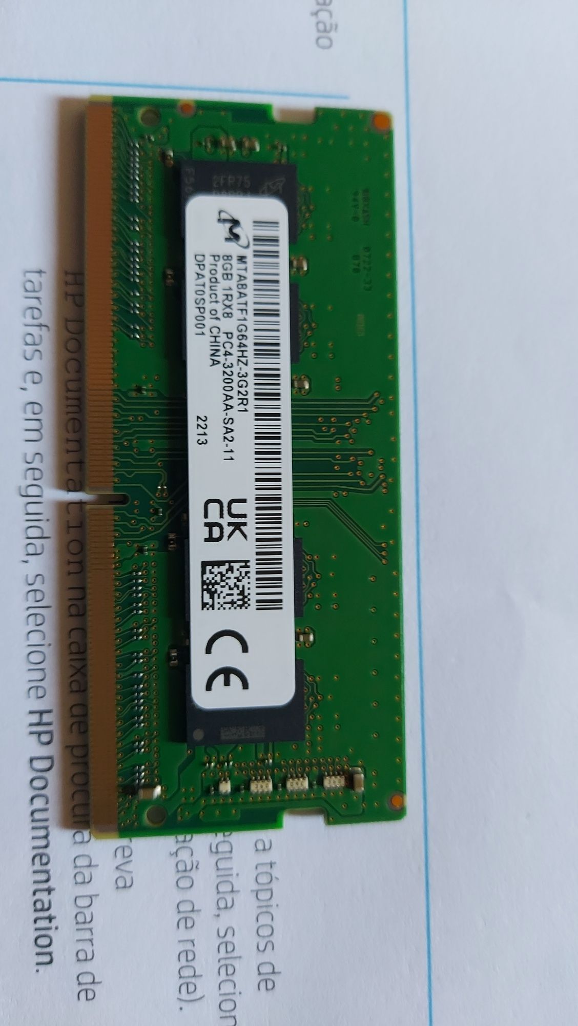 Memória RAM SO-DIMM DDR4 PC4-3200Mhz 8Gb - Nunca Usada