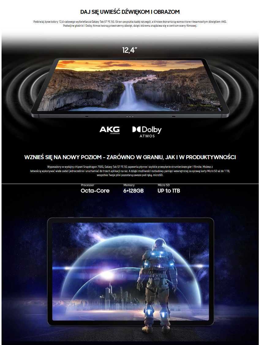 Tablet Samsung Galaxy Tab S7 FE (T736) 12,4" 4GB / 64GB czarny 5G!