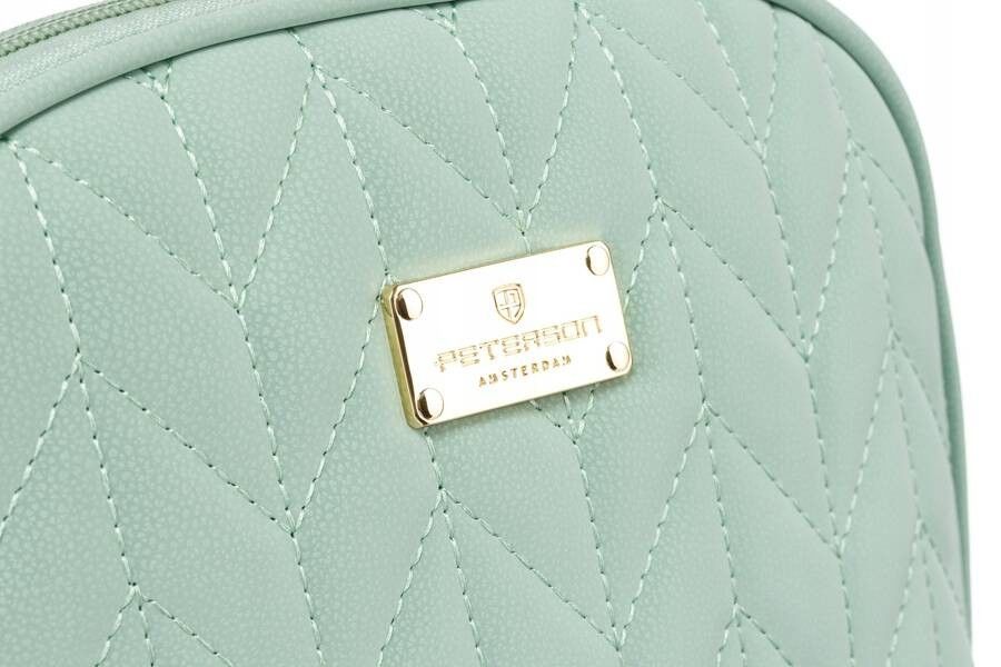 praktyczna kosmetyczka damska w kolorze zielonym pokryta jodełkowym