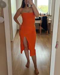 Pomaranczowa sukienka na ramiączkach wiskoza 38