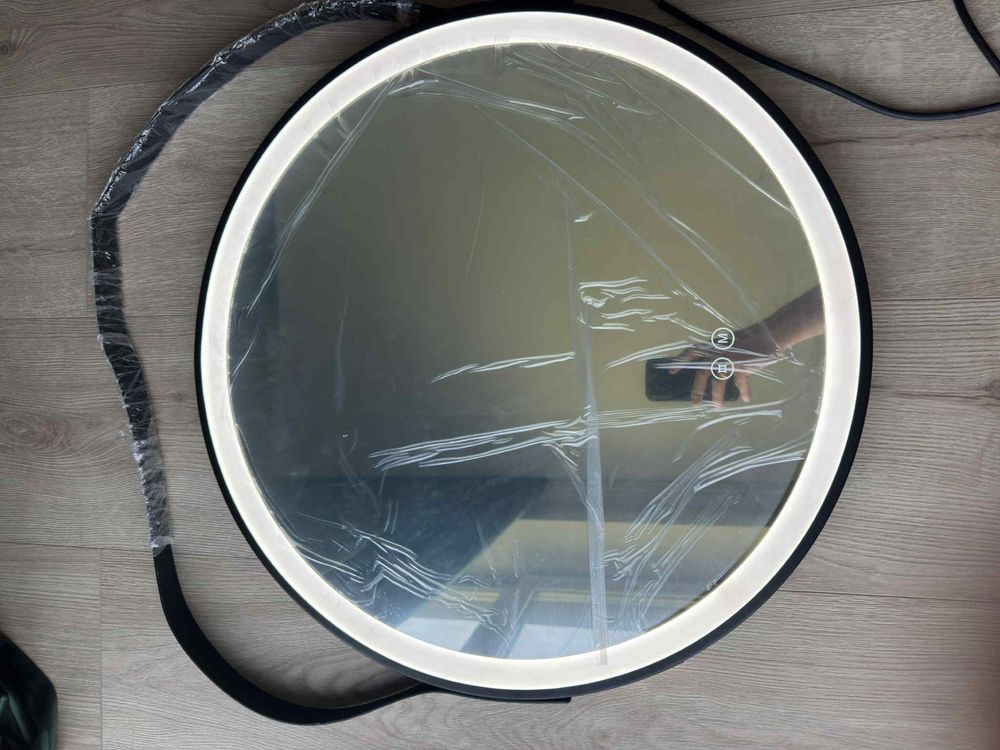 Nowe lustro led 60cm na pasku dotykowe czarna rama