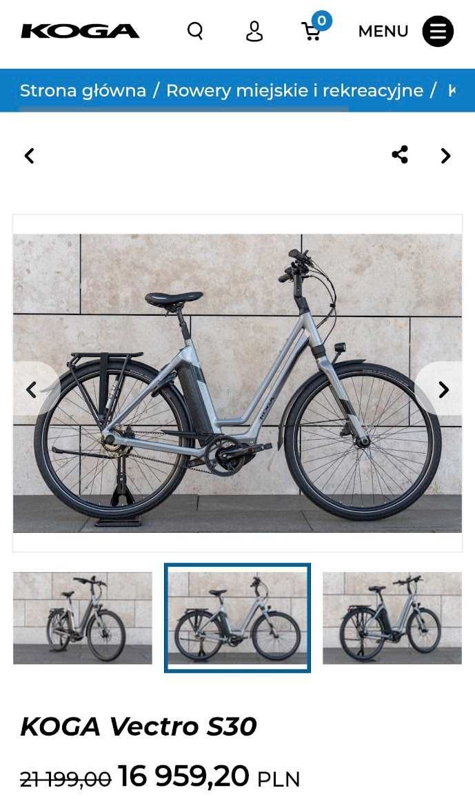 Nowy rower elektryczny Koga Vectro S20 damski silnik Shimano, Deore XT