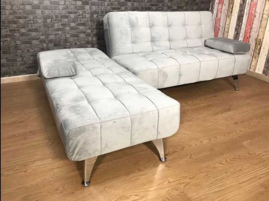 Sofá cama cinza chaise longue NOVO!